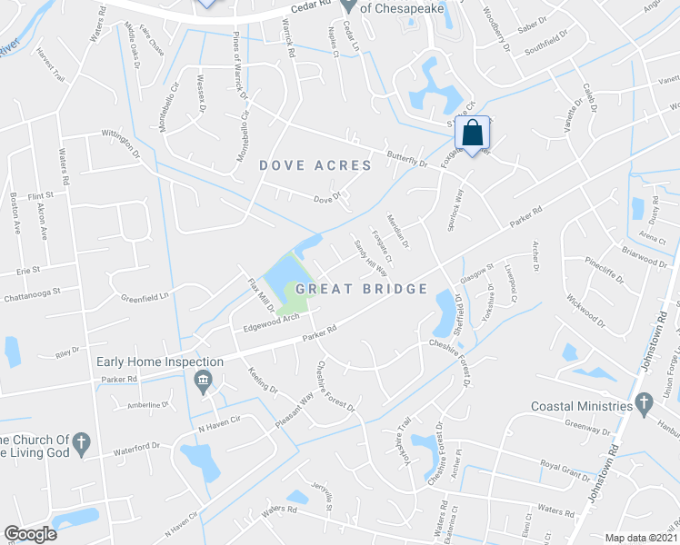 map of restaurants, bars, coffee shops, grocery stores, and more near 709 Sundance Arch in Chesapeake