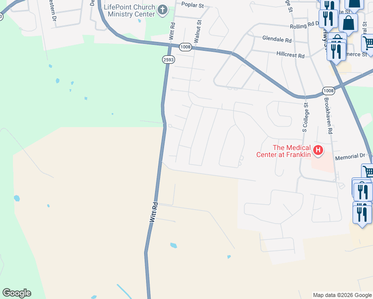 map of restaurants, bars, coffee shops, grocery stores, and more near in Franklin