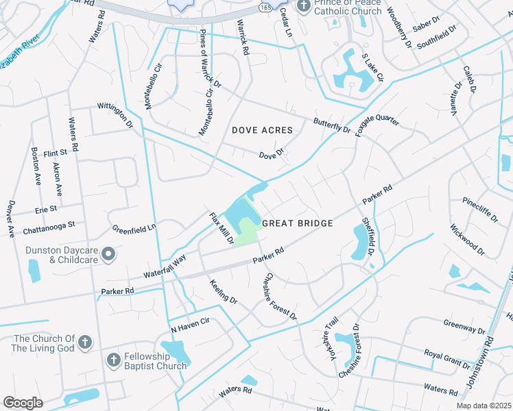 map of restaurants, bars, coffee shops, grocery stores, and more near 404 Breeze Hill Crescent in Chesapeake