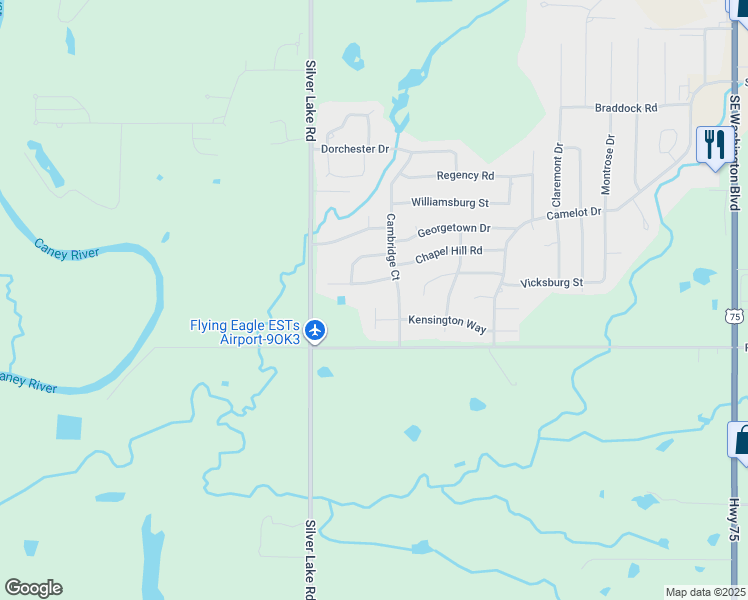 map of restaurants, bars, coffee shops, grocery stores, and more near 3210 Southeast Kensington Court in Bartlesville