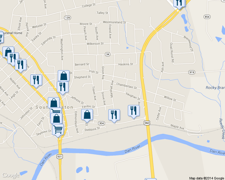 map of restaurants, bars, coffee shops, grocery stores, and more near 1705 Vaughan Street in South Boston