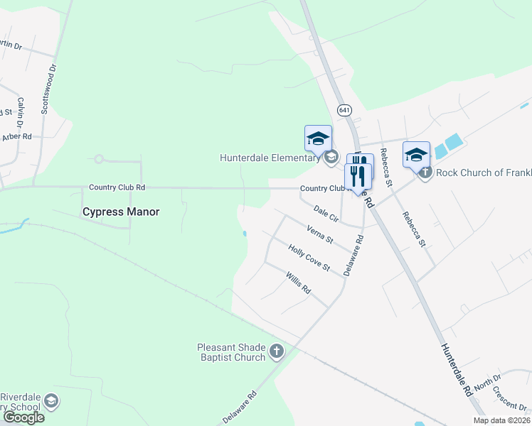 map of restaurants, bars, coffee shops, grocery stores, and more near 157 Verna Street in Franklin