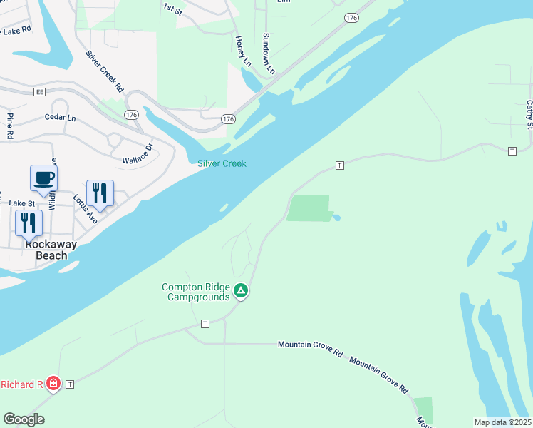 map of restaurants, bars, coffee shops, grocery stores, and more near 5517 State Highway T in Branson