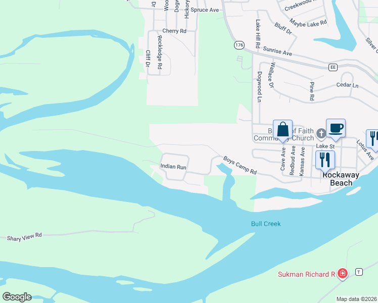 map of restaurants, bars, coffee shops, grocery stores, and more near 202 Arrowhead Circle in Rockaway Beach