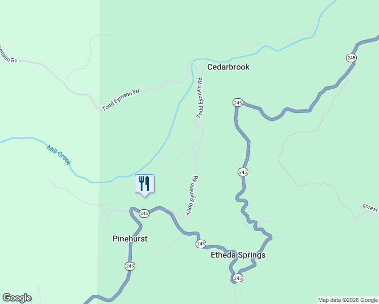 map of restaurants, bars, coffee shops, grocery stores, and more near 48603 Todd Eymann Road in Miramonte