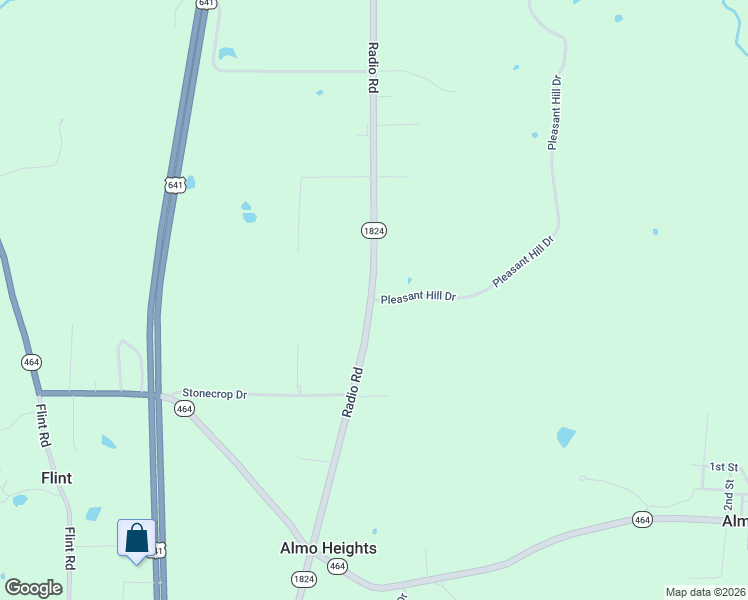 map of restaurants, bars, coffee shops, grocery stores, and more near 2 Pleasant Hill Drive in Almo