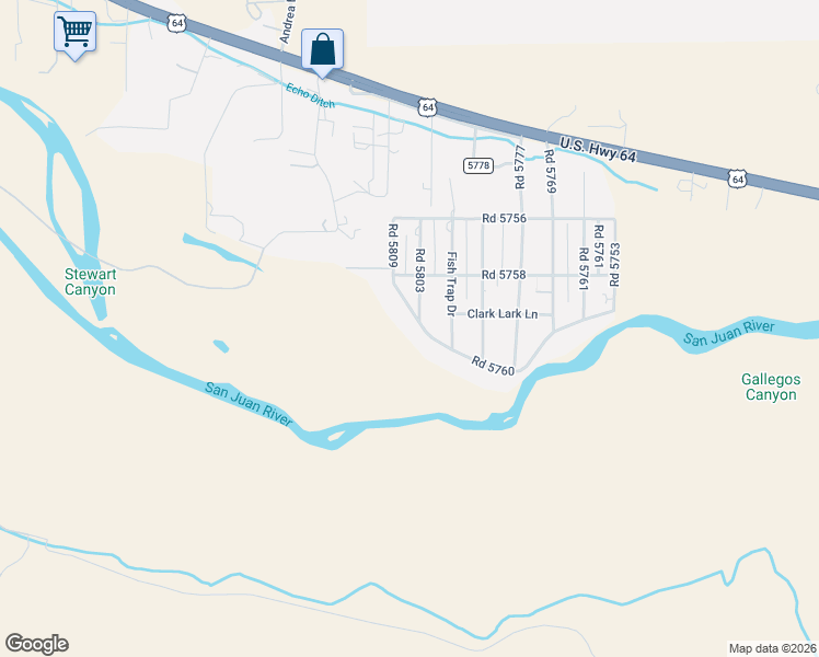 map of restaurants, bars, coffee shops, grocery stores, and more near 48-60 Road 5760 in Farmington