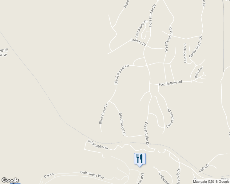 map of restaurants, bars, coffee shops, grocery stores, and more near Black Forest Lane in Reeds Spring