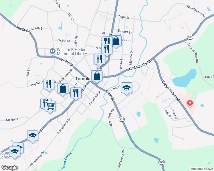 map of restaurants, bars, coffee shops, grocery stores, and more near 411-499 Crawford Street in Tompkinsville