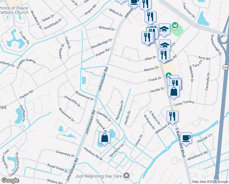 map of restaurants, bars, coffee shops, grocery stores, and more near 708 Remington Drive in Chesapeake