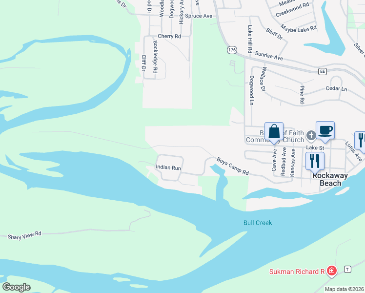 map of restaurants, bars, coffee shops, grocery stores, and more near 202 Arrowhead Circle in Rockaway Beach