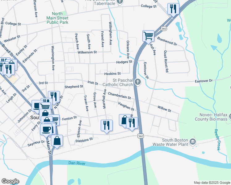 map of restaurants, bars, coffee shops, grocery stores, and more near 1731 Irish Street in South Boston