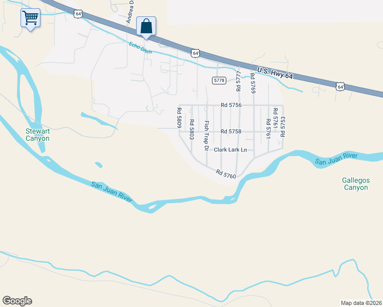 map of restaurants, bars, coffee shops, grocery stores, and more near 48 Road 5760 in Farmington
