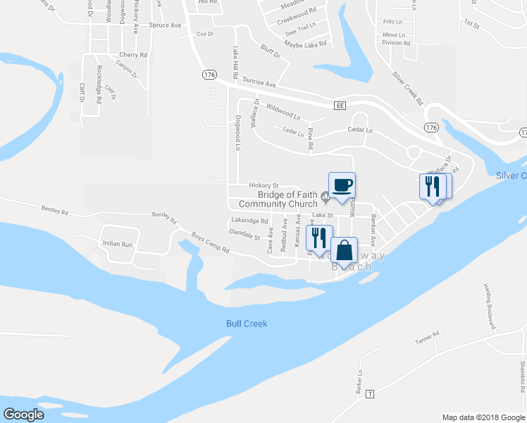 map of restaurants, bars, coffee shops, grocery stores, and more near 3348 Cave Avenue in Rockaway Beach