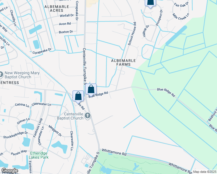 map of restaurants, bars, coffee shops, grocery stores, and more near 740 School House Road in Chesapeake