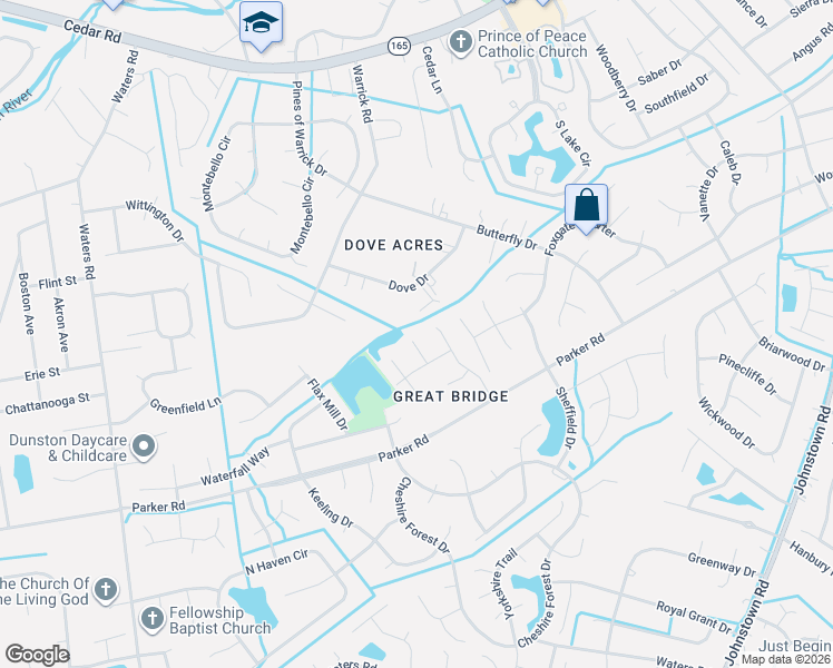 map of restaurants, bars, coffee shops, grocery stores, and more near 400 Pelican Circle in Chesapeake
