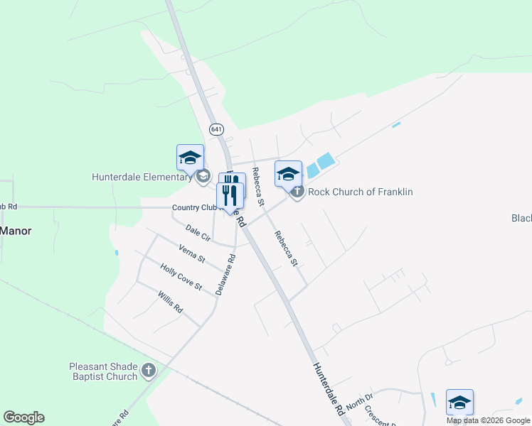 map of restaurants, bars, coffee shops, grocery stores, and more near 110 Lakeview Road in Franklin