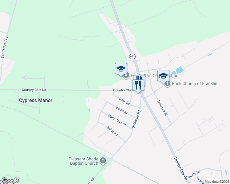 map of restaurants, bars, coffee shops, grocery stores, and more near 144 State Route 1701 in Franklin