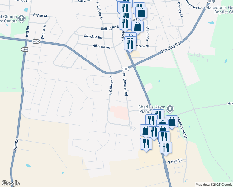 map of restaurants, bars, coffee shops, grocery stores, and more near 1036 Brookview Drive in Franklin