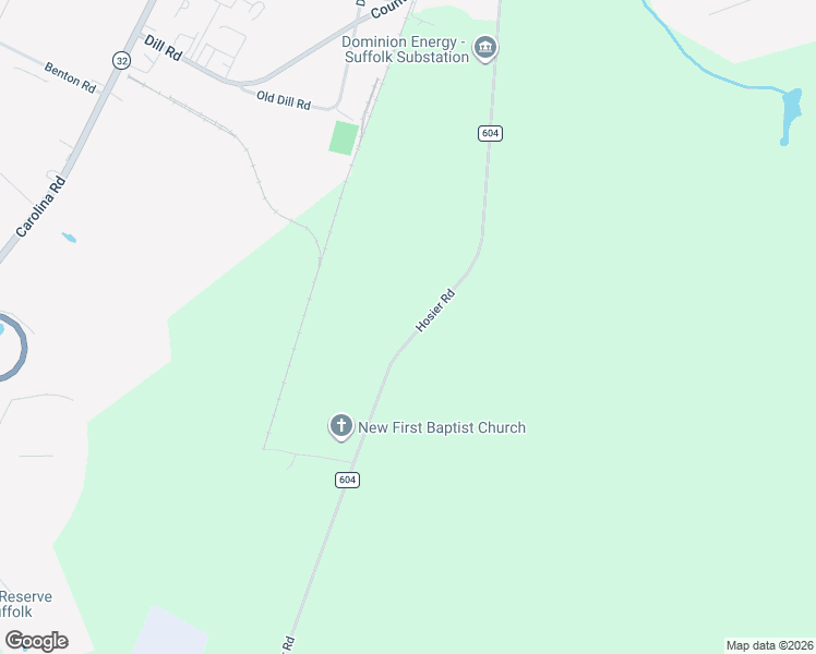 map of restaurants, bars, coffee shops, grocery stores, and more near 1069 Hosier Road in Suffolk