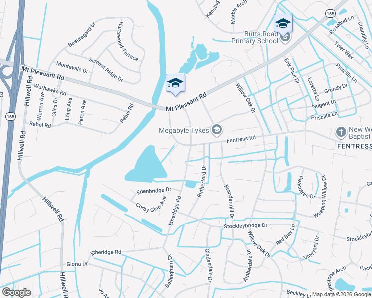 map of restaurants, bars, coffee shops, grocery stores, and more near 737 Fentress Road in Chesapeake