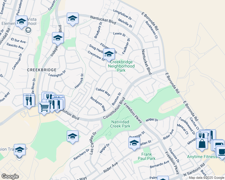 map of restaurants, bars, coffee shops, grocery stores, and more near 1695 Berkshire Way in Salinas