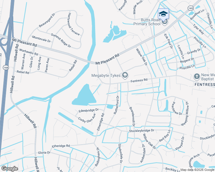 map of restaurants, bars, coffee shops, grocery stores, and more near 737 Fentress Road in Chesapeake