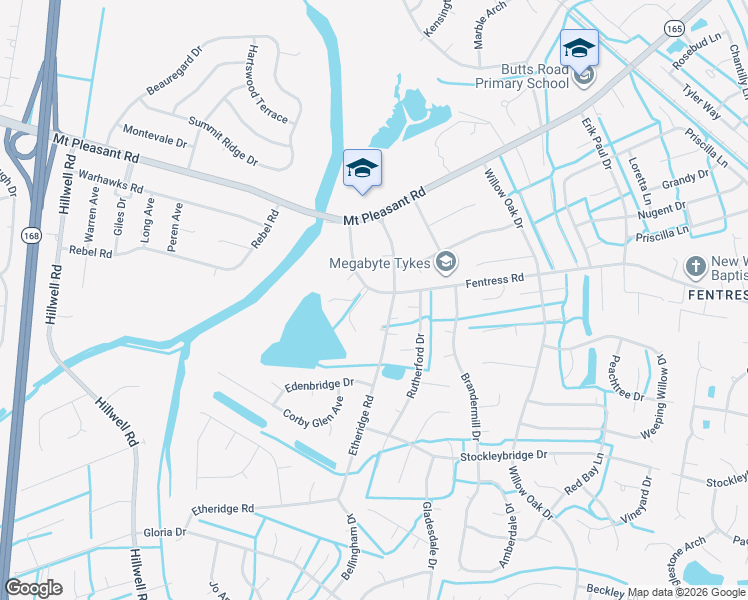 map of restaurants, bars, coffee shops, grocery stores, and more near 737 Fentress Road in Chesapeake