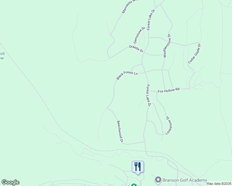 map of restaurants, bars, coffee shops, grocery stores, and more near 619 Black Forest Lane in Branson West