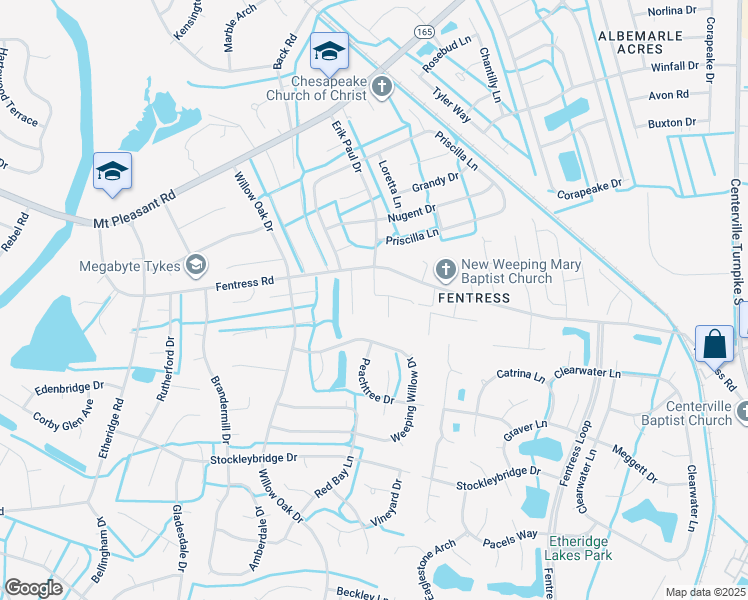 map of restaurants, bars, coffee shops, grocery stores, and more near 1012 Erik Paul Drive in Chesapeake