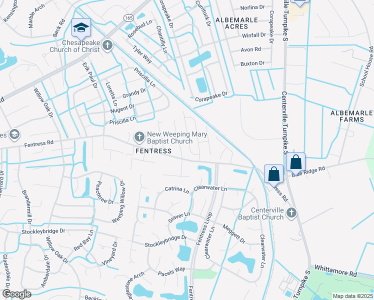 map of restaurants, bars, coffee shops, grocery stores, and more near 755 Hilda Pine Drive in Chesapeake