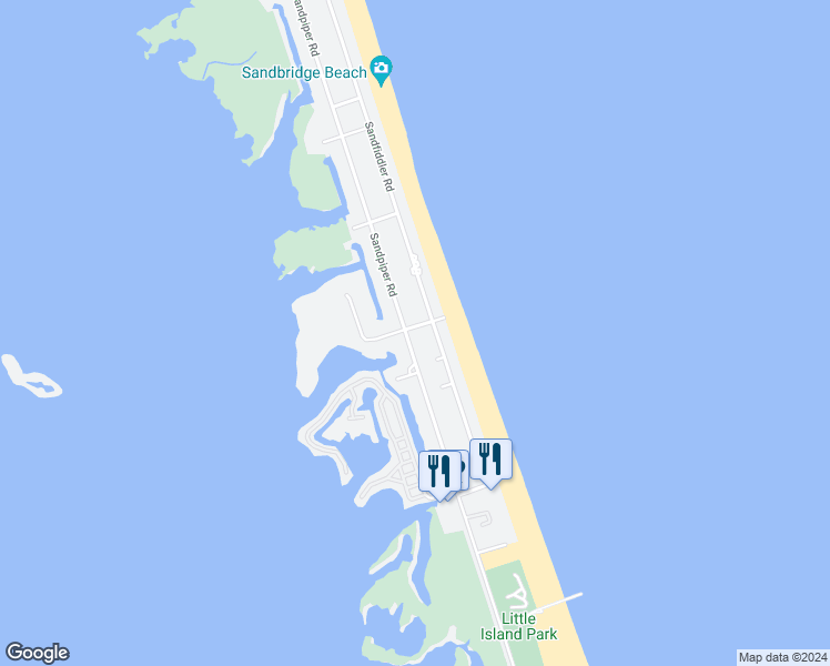 map of restaurants, bars, coffee shops, grocery stores, and more near 3600 Sandpiper Road in Virginia Beach
