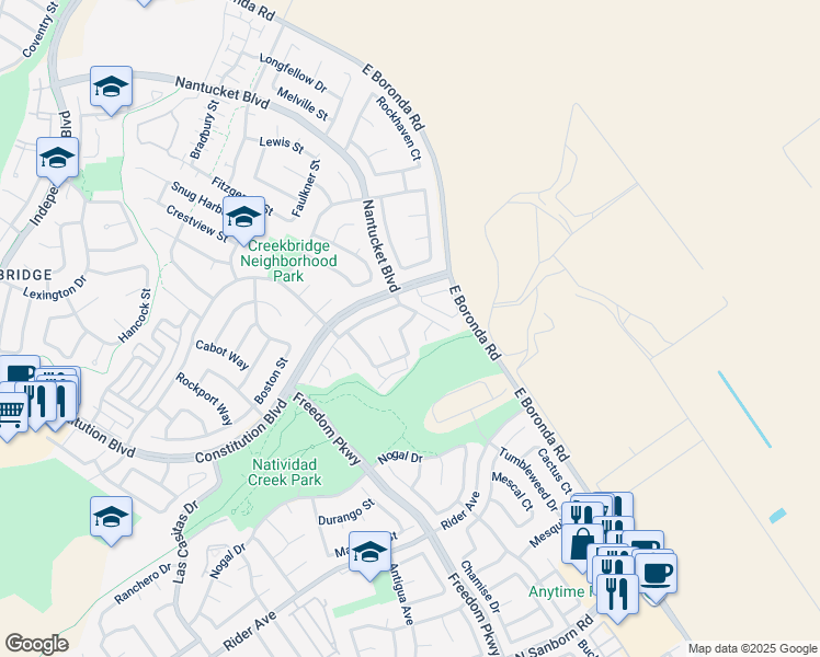 map of restaurants, bars, coffee shops, grocery stores, and more near 1392 New Hampshire Court in Salinas