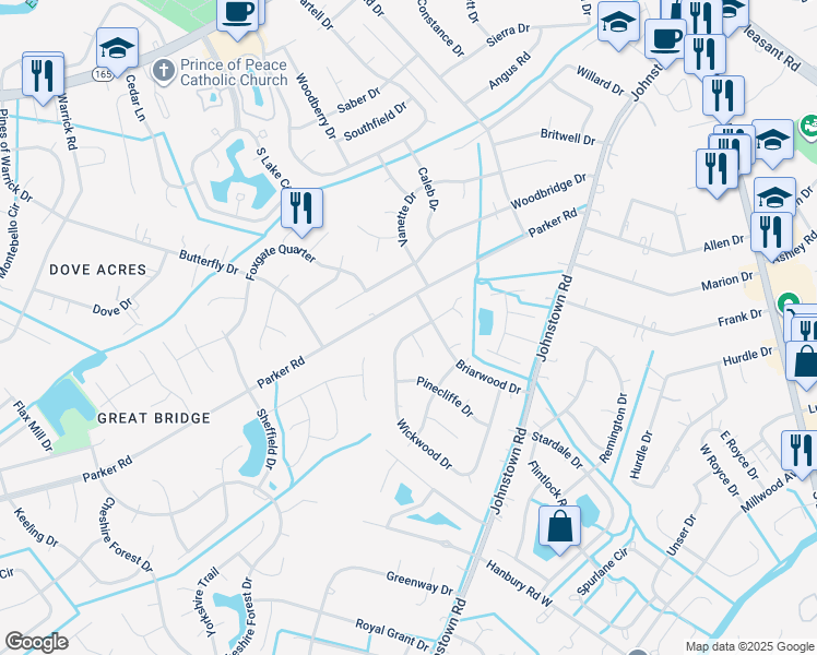 map of restaurants, bars, coffee shops, grocery stores, and more near 508 Wickwood Drive in Chesapeake