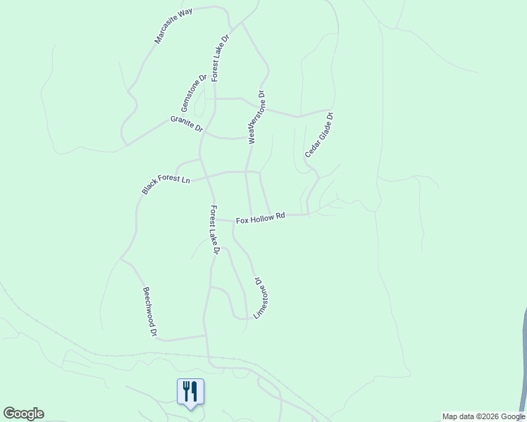 map of restaurants, bars, coffee shops, grocery stores, and more near Fox Hollow Road in Reeds Spring