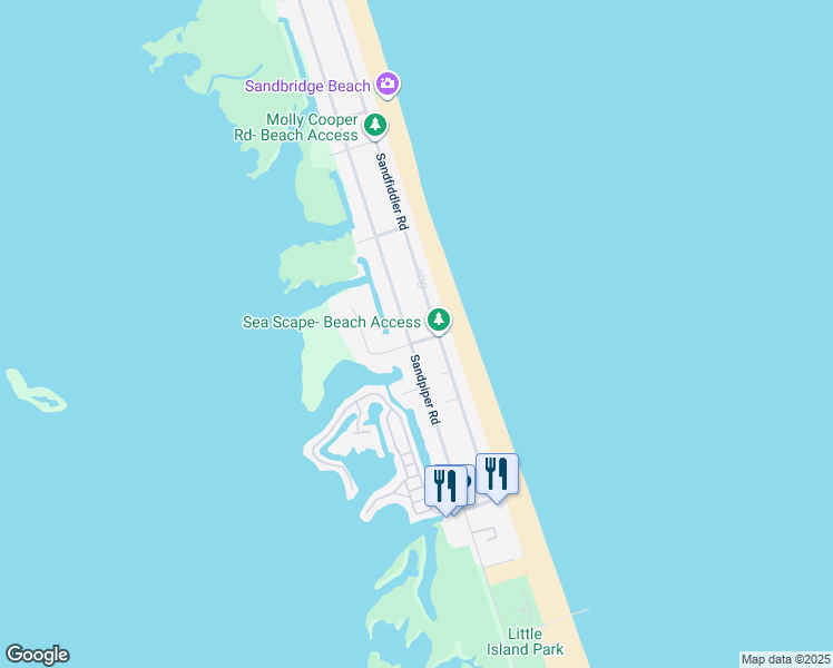map of restaurants, bars, coffee shops, grocery stores, and more near 3544 Sandpiper Road in Virginia Beach