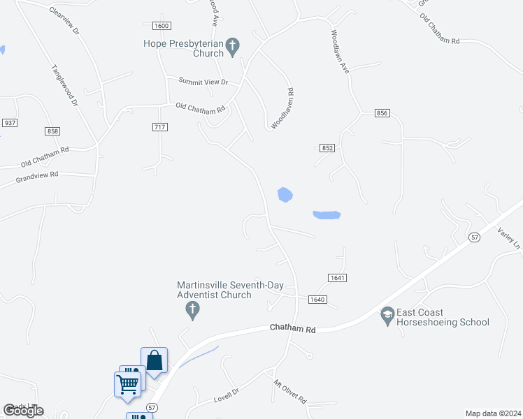 map of restaurants, bars, coffee shops, grocery stores, and more near 3821 Mount Olivet Road in Martinsville