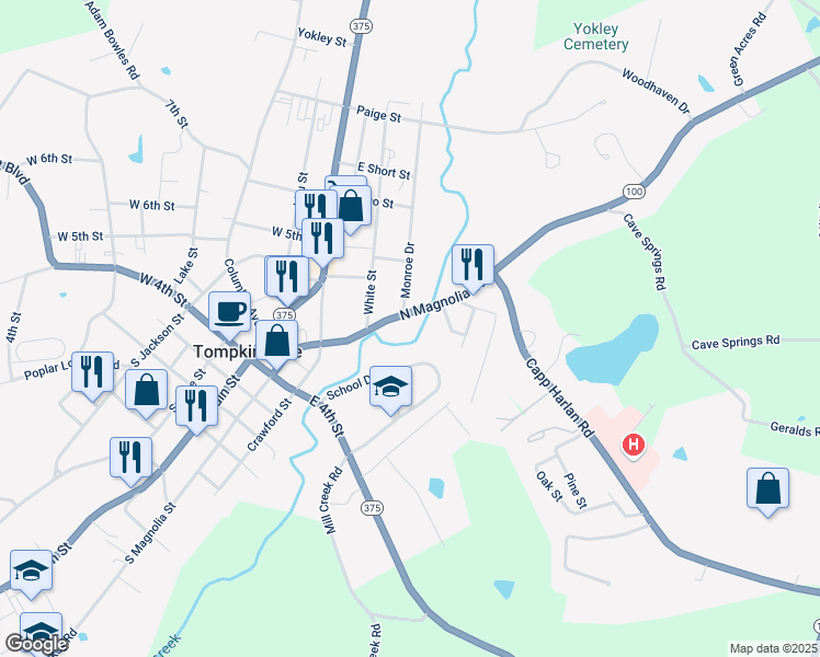 map of restaurants, bars, coffee shops, grocery stores, and more near 702 North Magnolia Street in Tompkinsville