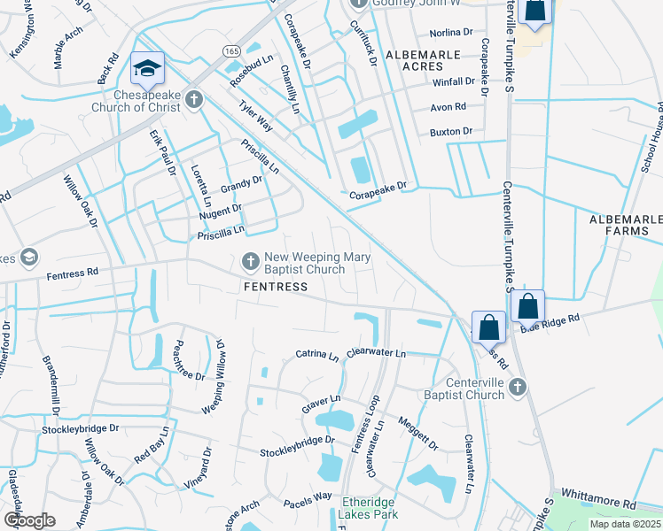 map of restaurants, bars, coffee shops, grocery stores, and more near 724 Albemarle Court in Chesapeake