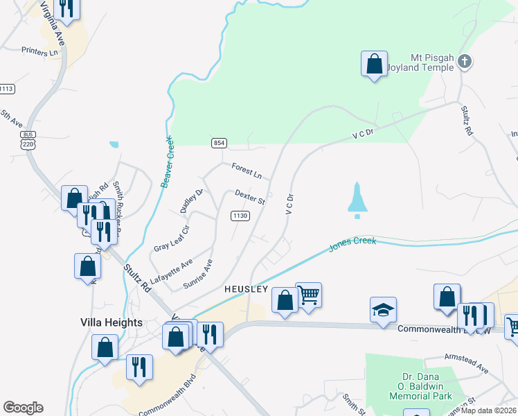 map of restaurants, bars, coffee shops, grocery stores, and more near 1602-1604 Stultz Rd in Martinsville