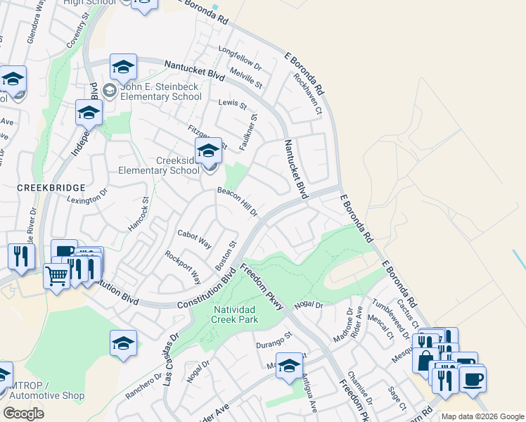 map of restaurants, bars, coffee shops, grocery stores, and more near 8 Bristol Circle in Salinas