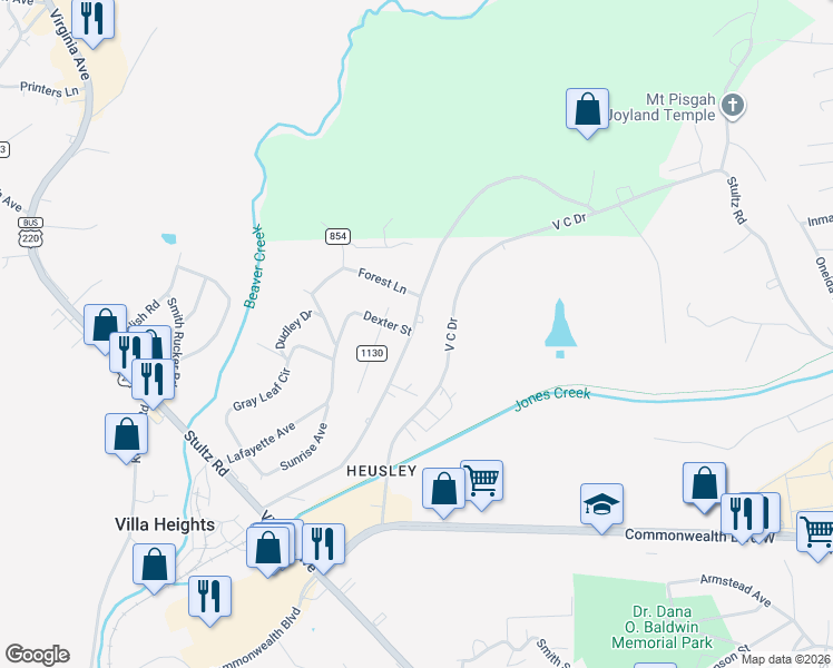 map of restaurants, bars, coffee shops, grocery stores, and more near 1613 Stultz Road in Martinsville