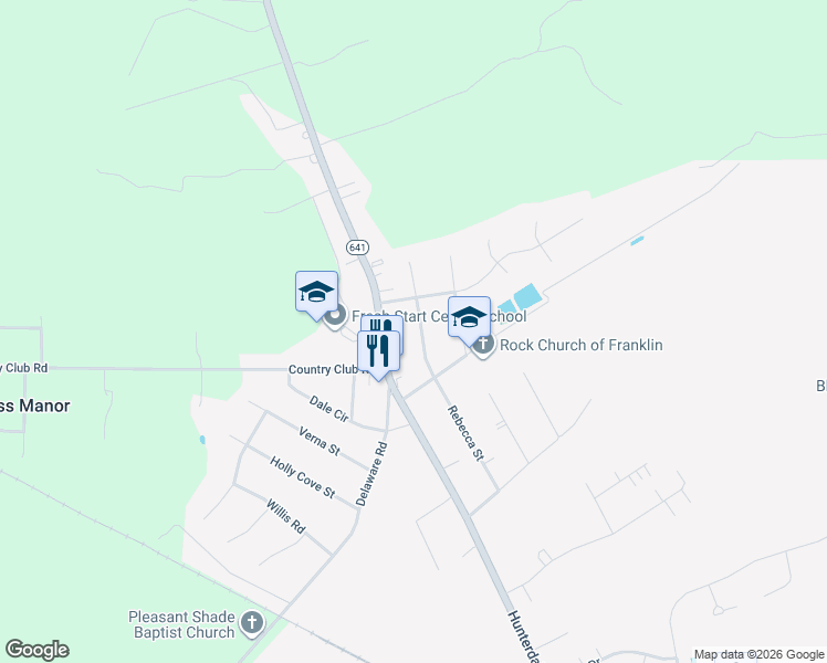 map of restaurants, bars, coffee shops, grocery stores, and more near 833 Rebecca Street in Franklin