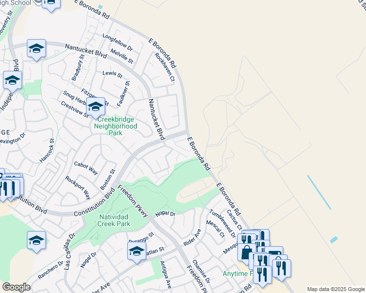map of restaurants, bars, coffee shops, grocery stores, and more near 1920 Constitution Boulevard in Salinas