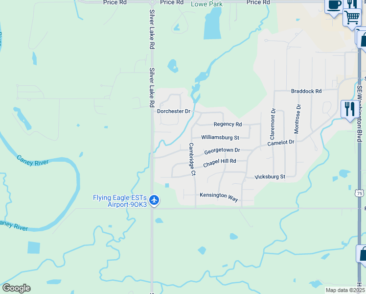 map of restaurants, bars, coffee shops, grocery stores, and more near 3000 Georgetown Court in Bartlesville