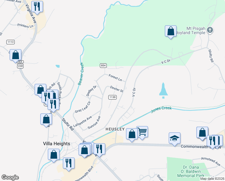 map of restaurants, bars, coffee shops, grocery stores, and more near 143 Erwin St in Martinsville