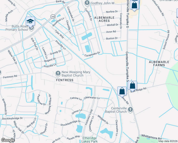map of restaurants, bars, coffee shops, grocery stores, and more near 608 Captain Cooke Way in Chesapeake