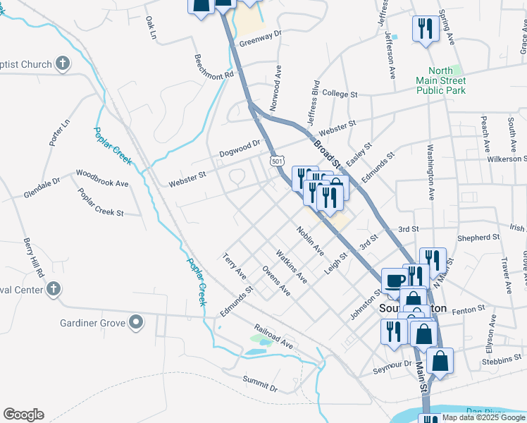 map of restaurants, bars, coffee shops, grocery stores, and more near 314 Chalmers Street in South Boston