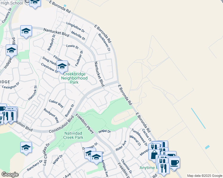 map of restaurants, bars, coffee shops, grocery stores, and more near 1920 Constitution Boulevard in Salinas