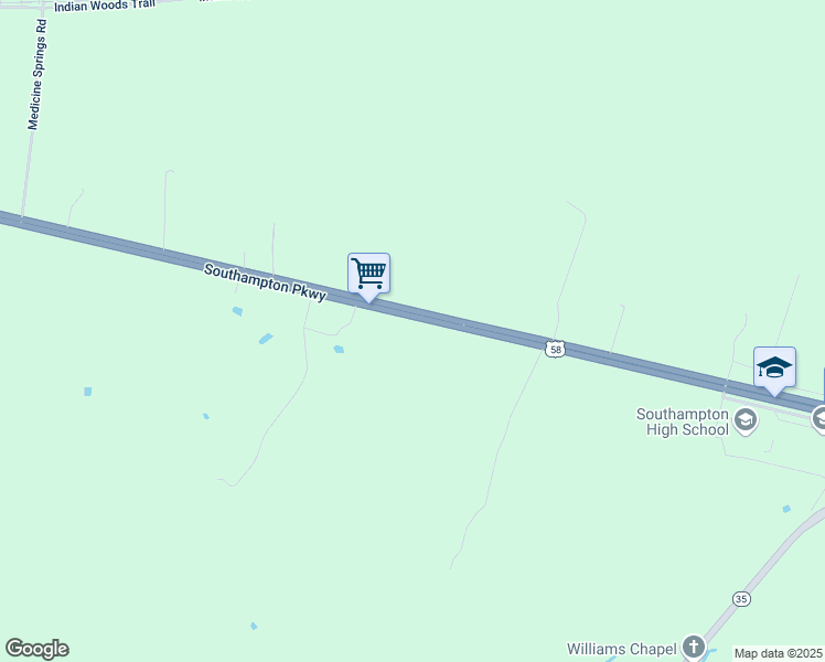map of restaurants, bars, coffee shops, grocery stores, and more near 22590-22732 Southampton Parkway in Capron
